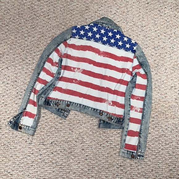 TOPSHOP American Flag printed DENIM jacket - Picture 1 of 7